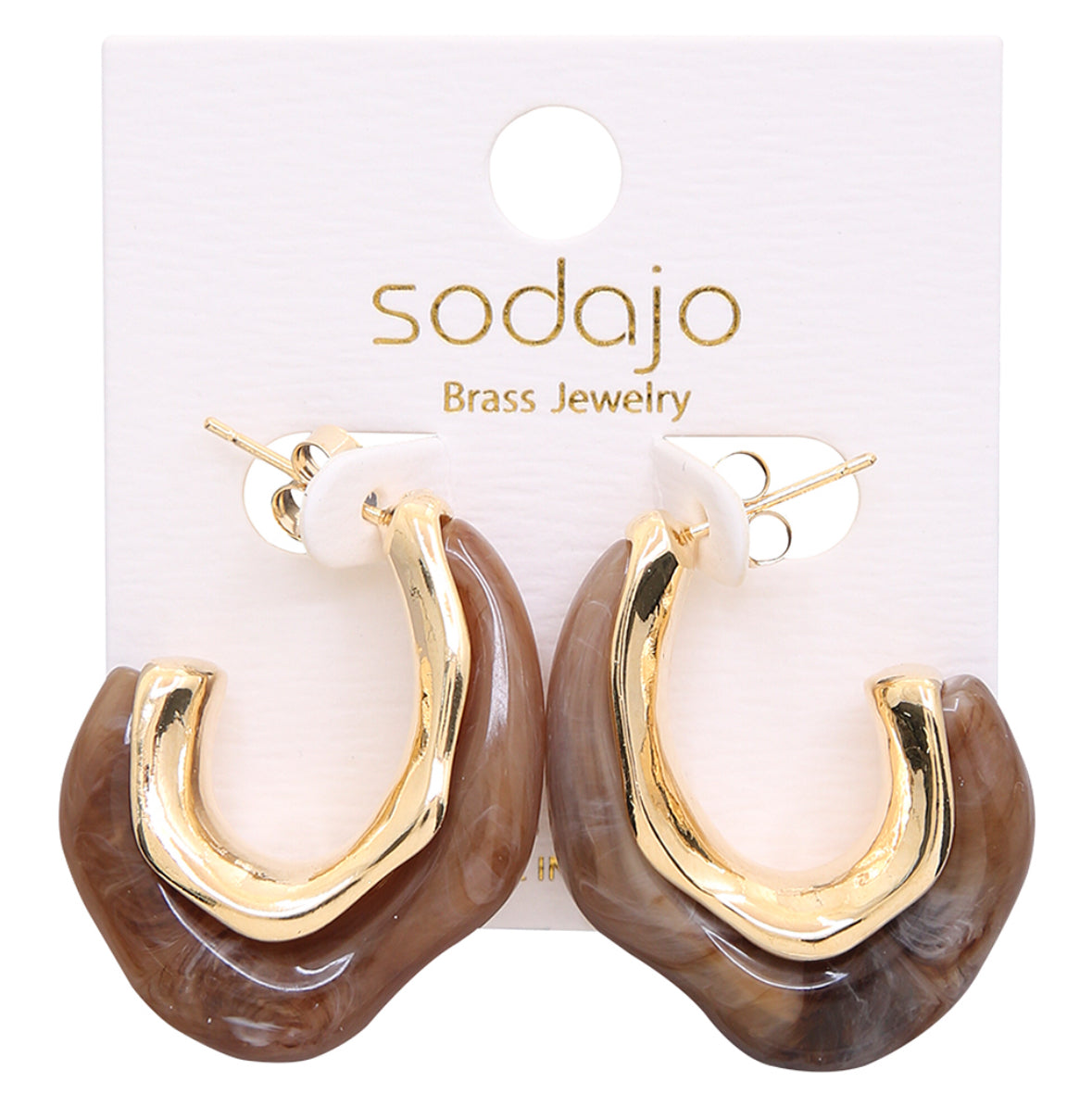 Gold Dipped Brown Open Hoop