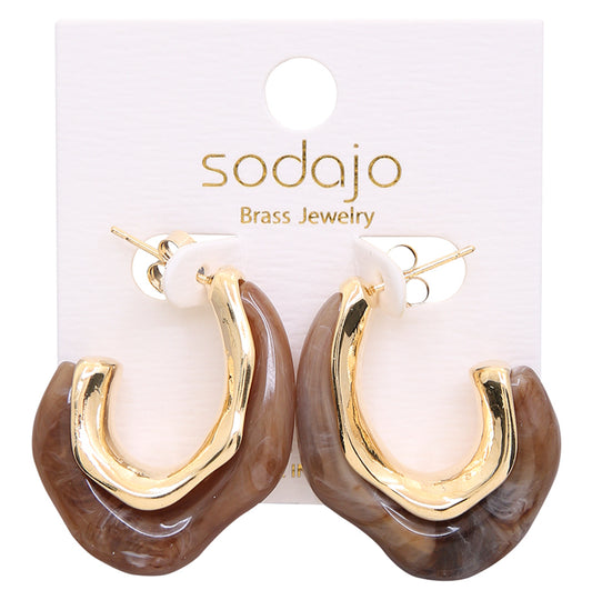 Gold Dipped Brown Open Hoop