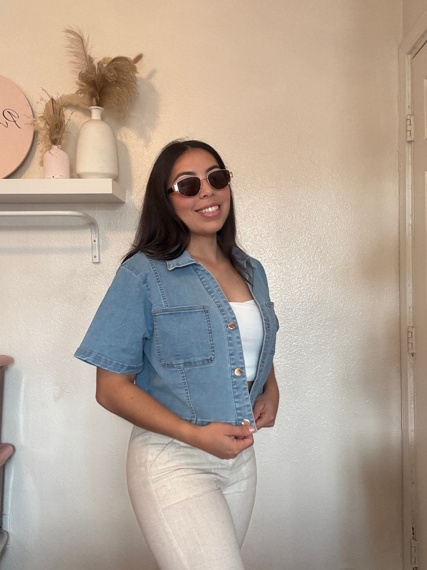 Short Sleeve Denim Top