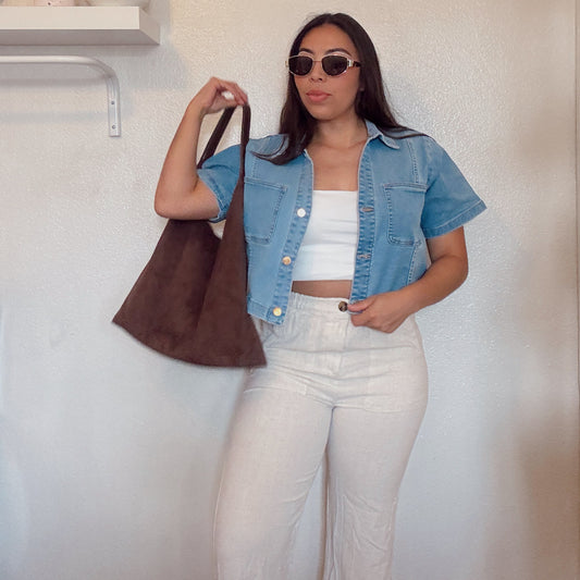 Short Sleeve Denim Top
