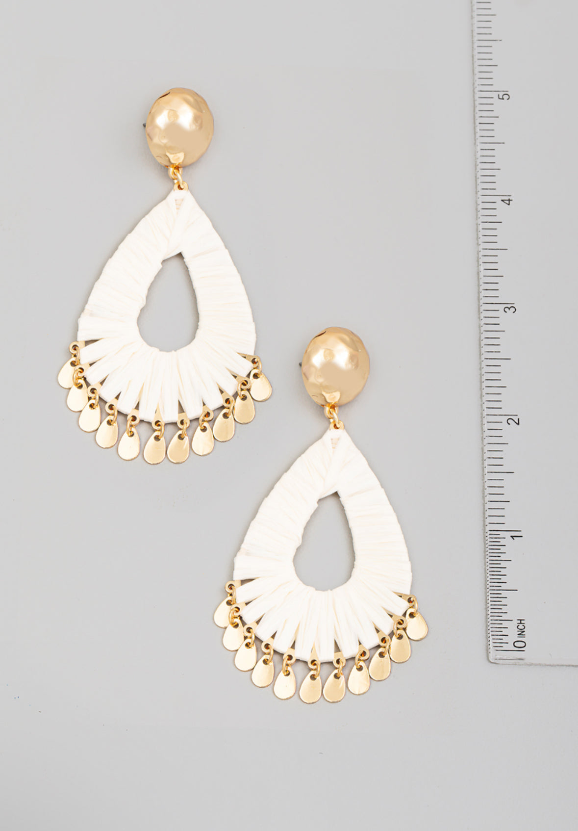 Raffia Tear Fringe Dangle Earrings