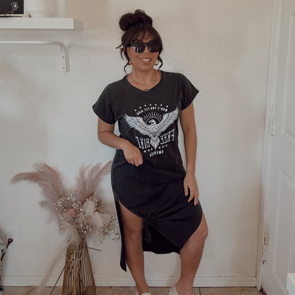 free bird t shirt dress Free Bird Mineral Wash T-Shirt Dress In Khaki