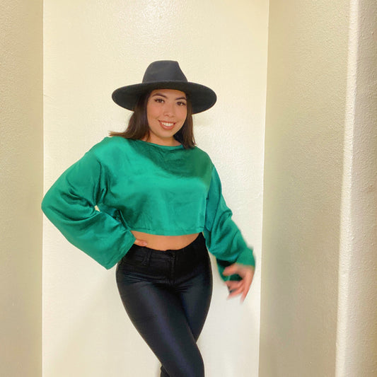 Satin long sleeve top
